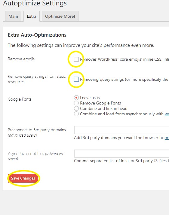 settings για πιο γρήγορο wordpress site